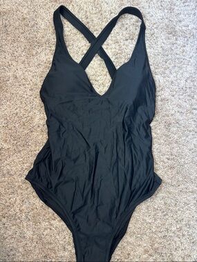 J. Crew Black One-Piece Swimsuit with Crisscross Back. Never worn, re-poshing